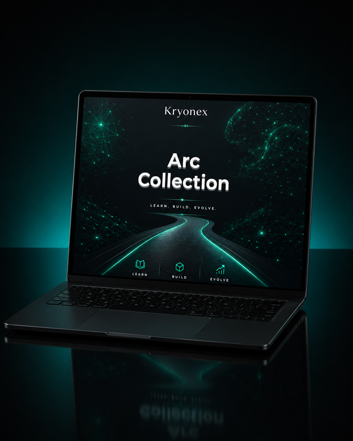 Laptop displaying Kryonex Arc Collection interface on a dark background