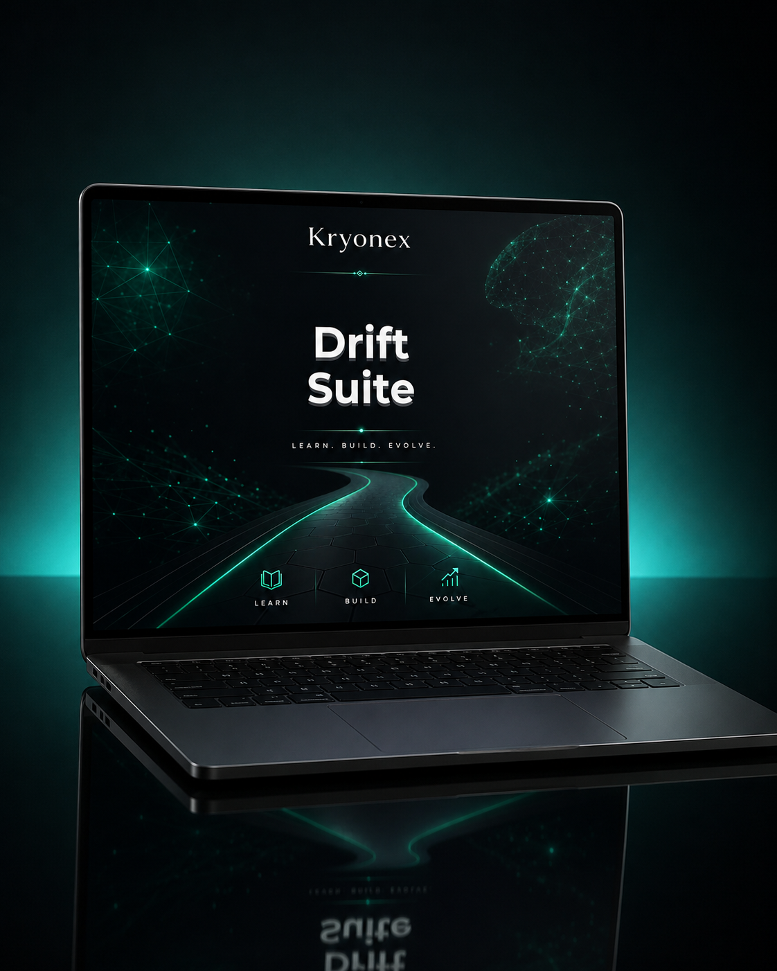 Laptop displaying Kryonex Drift Suite interface on a dark background