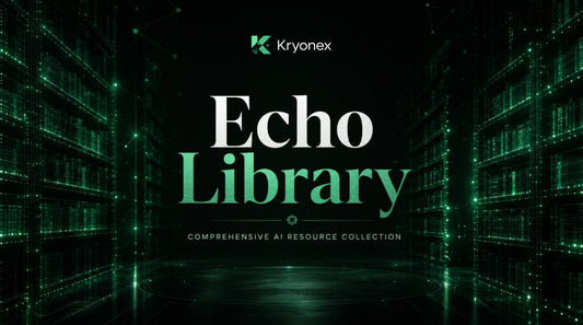 Digital library with 'Kryonex Echo Library' branding on a dark background