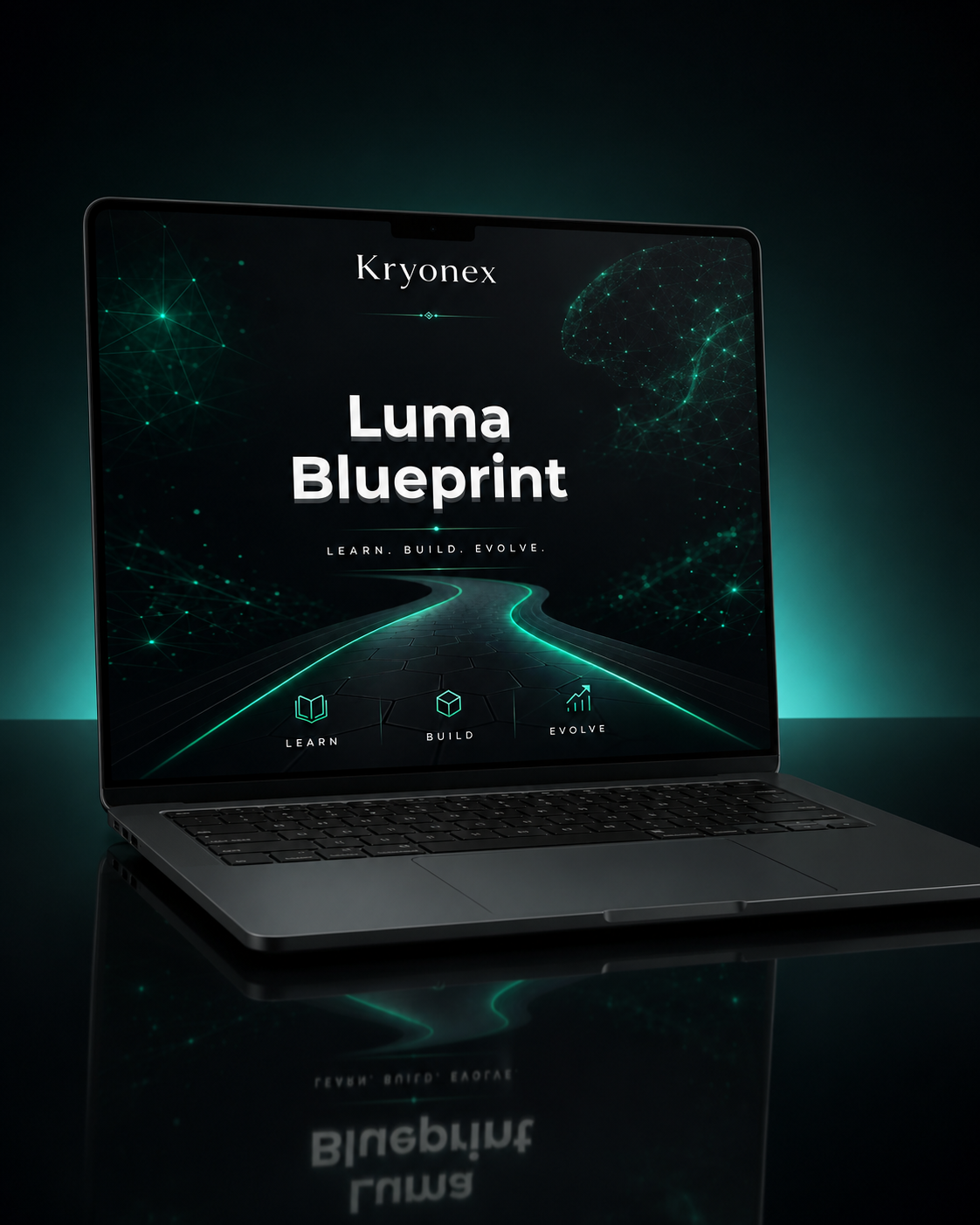 Laptop displaying Kryonex Luma Blueprint on a dark background