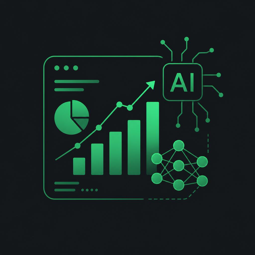 Green AI icons on a black background