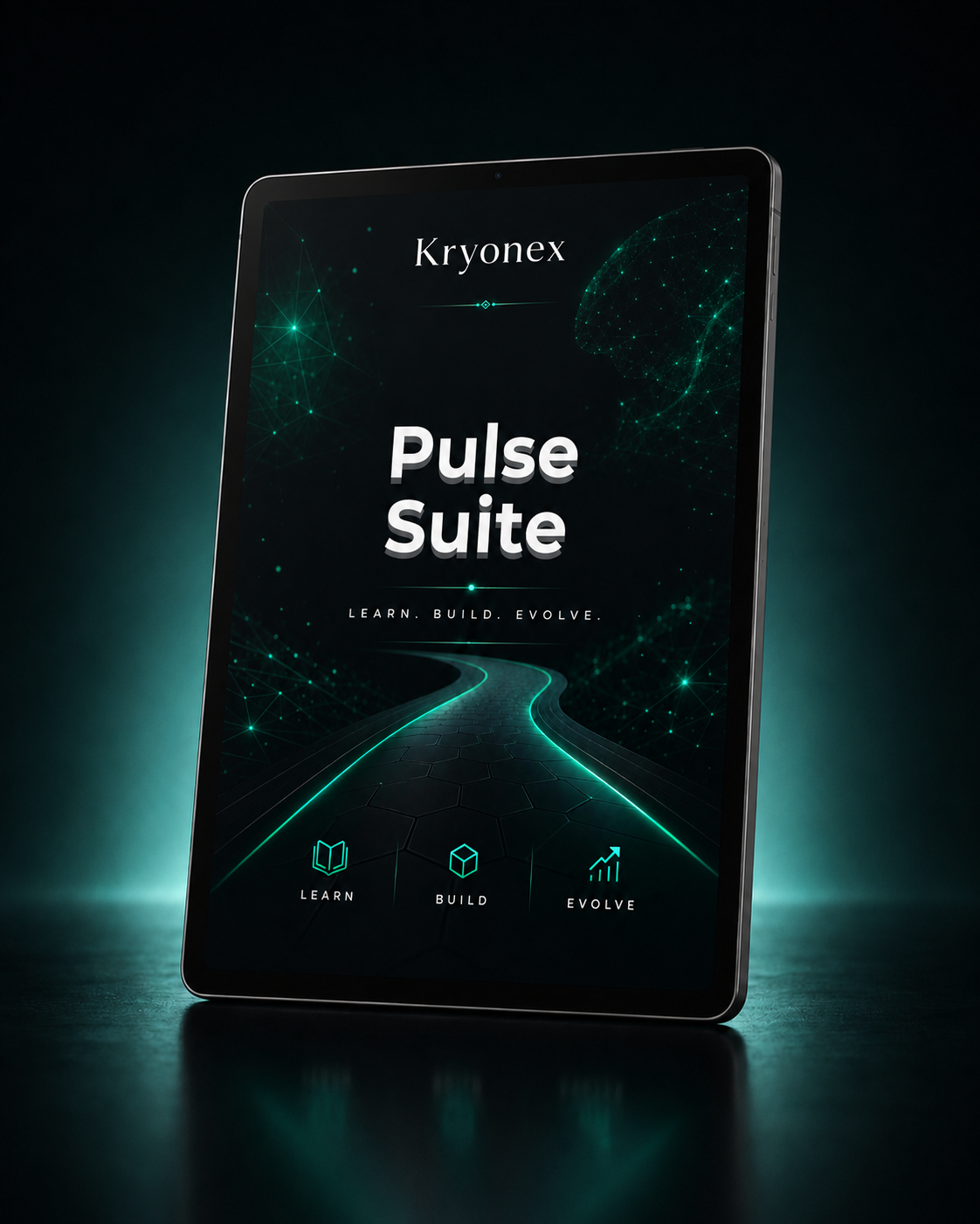 Kryonex Pulse Suite packaging with glowing green design on a dark background