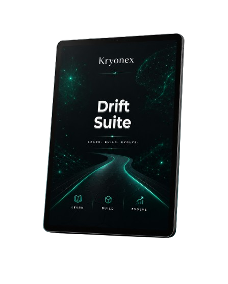 Kryonex Drift Suite packaging with a road and star design on a white background
